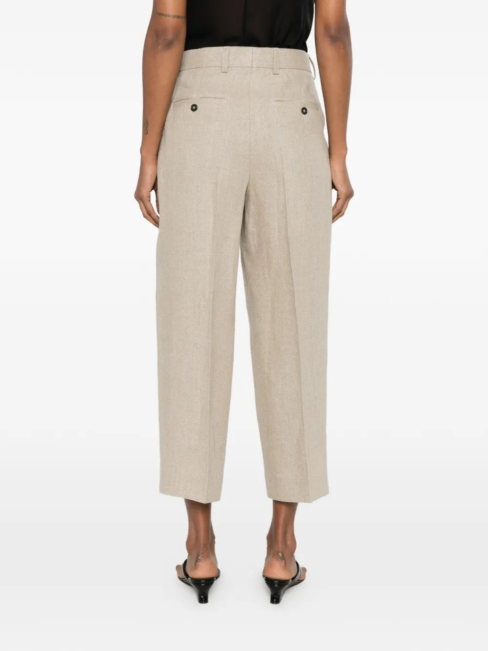 Totême Double Pleat Linen Trouser - Beige