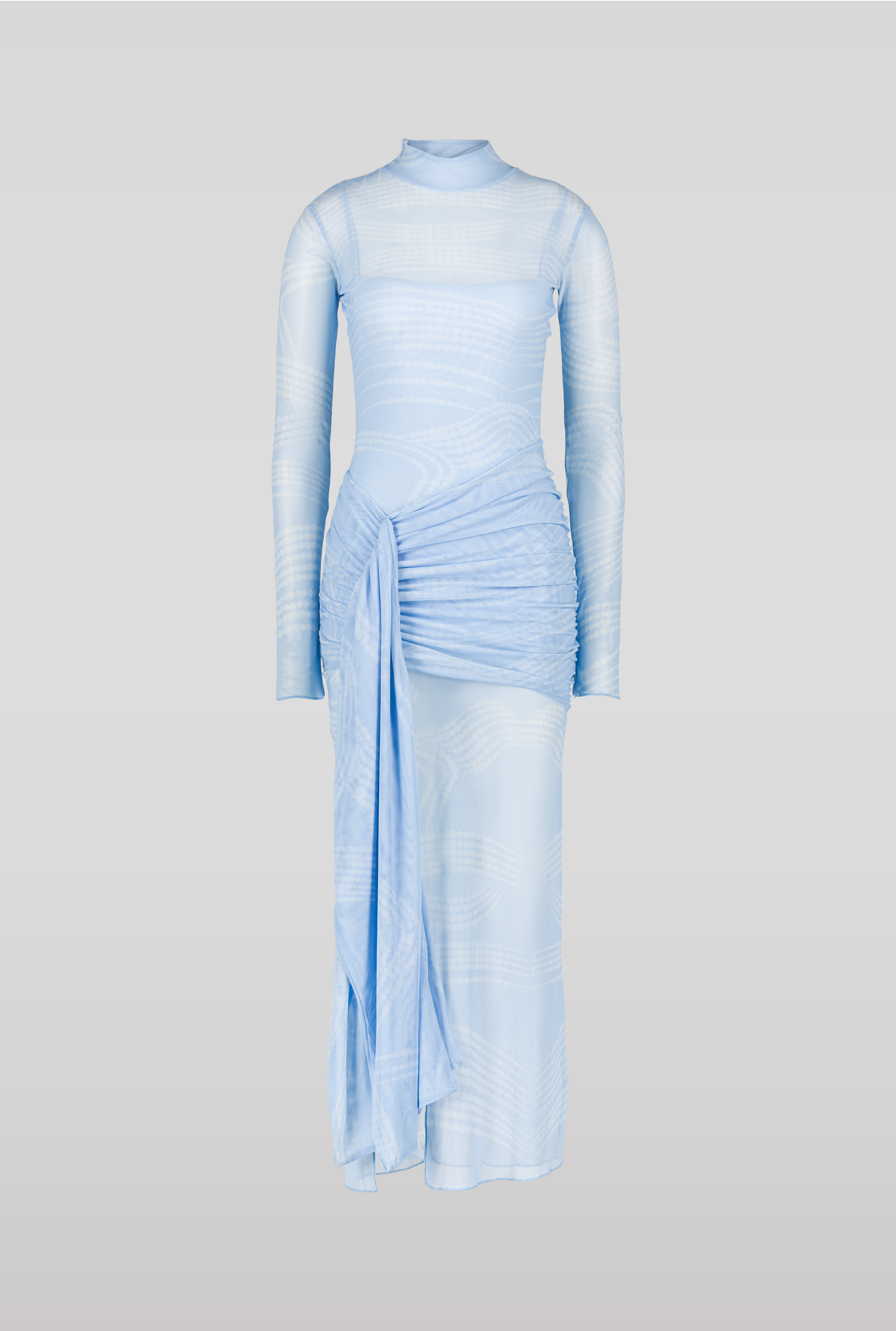 SAEMDI Draped Mesh Dress - Ice Blue