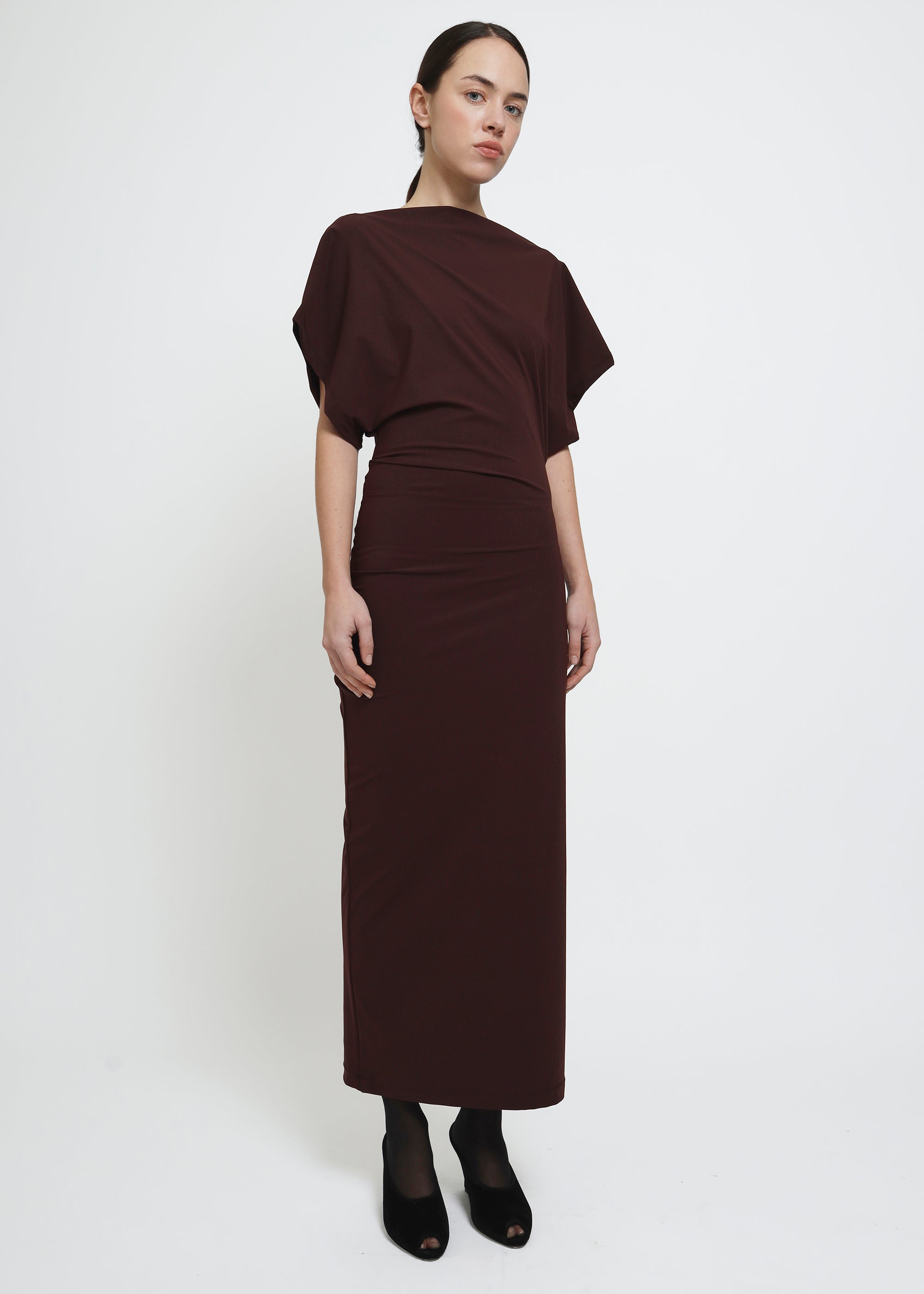 REYÈM Draped Midi Dress