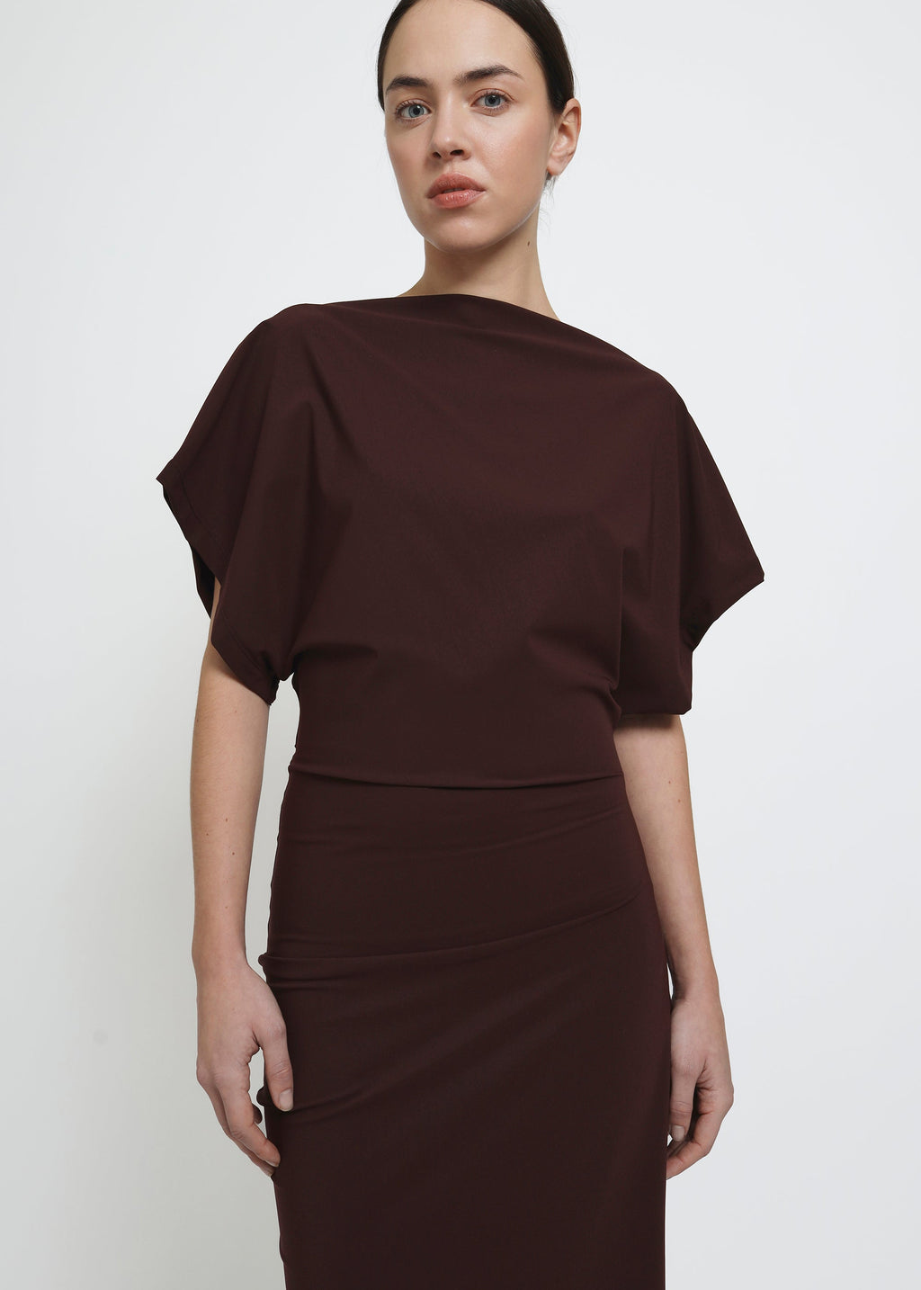 REYÈM Draped Midi Dress