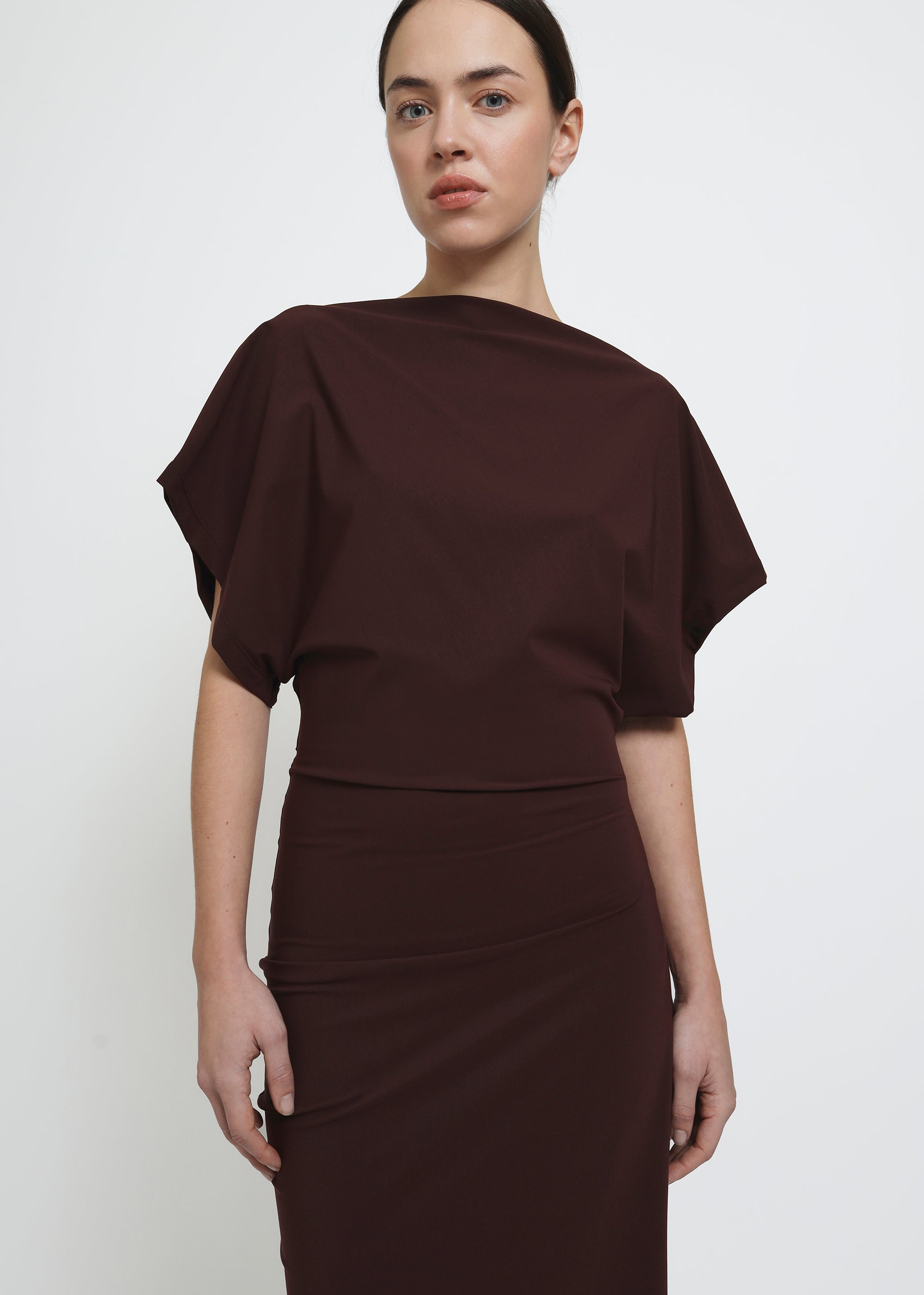 REYÈM Draped Midi Dress