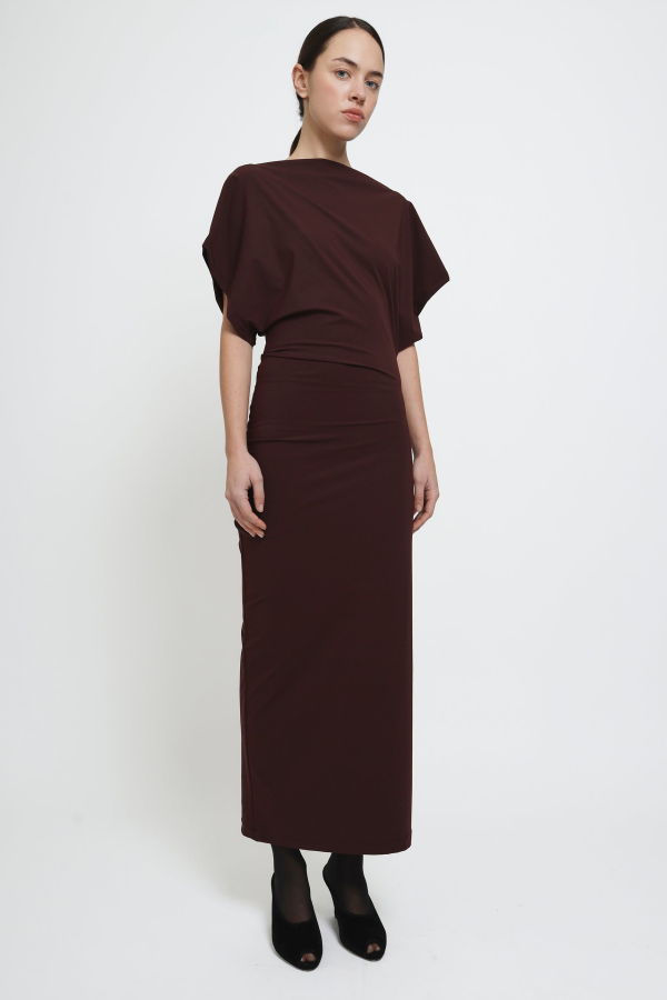 REYÈM Draped Midi Dress
