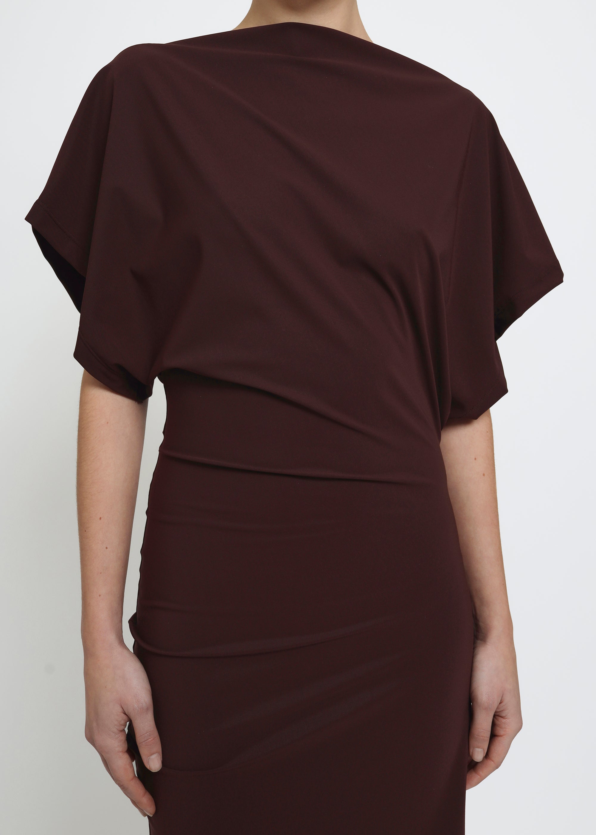REYÈM Draped Midi Dress