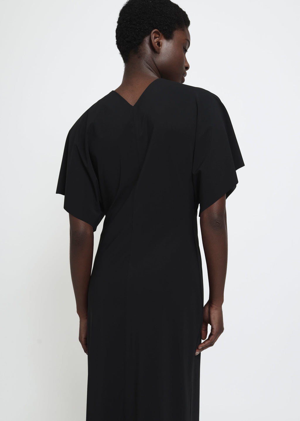 REYÈM Draped Sleeve Midi Dress
