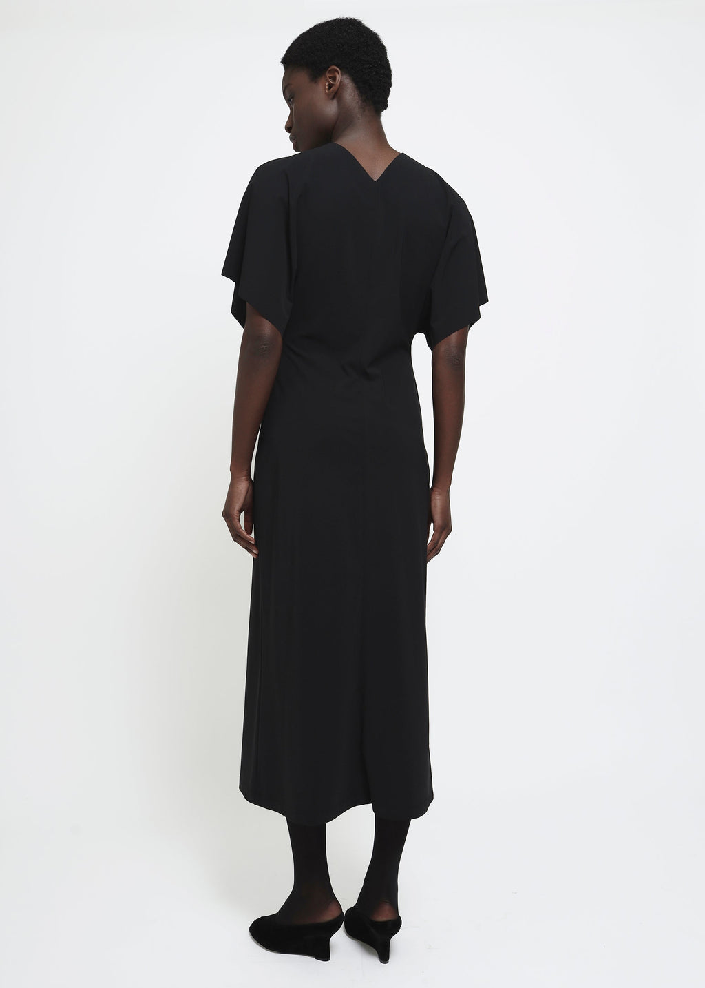REYÈM Draped Sleeve Midi Dress