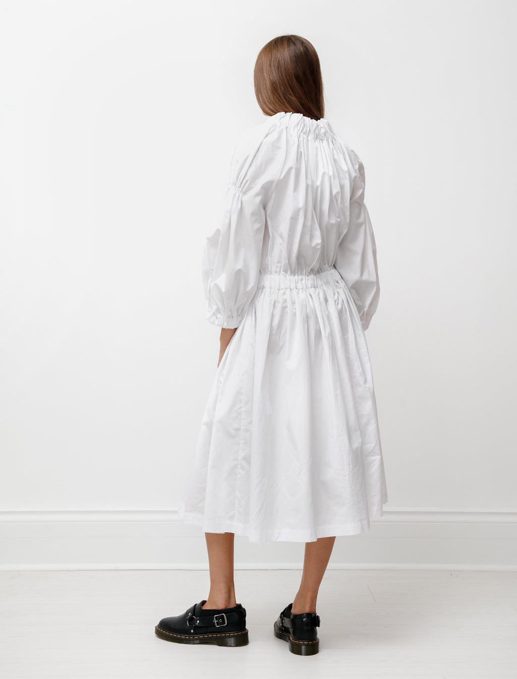 Comme des Garçons Drop Waist Ruched Dress - White