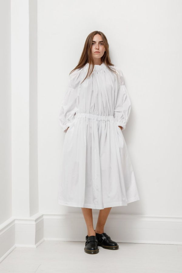Comme des Garçons Drop Waist Ruched Dress - White
