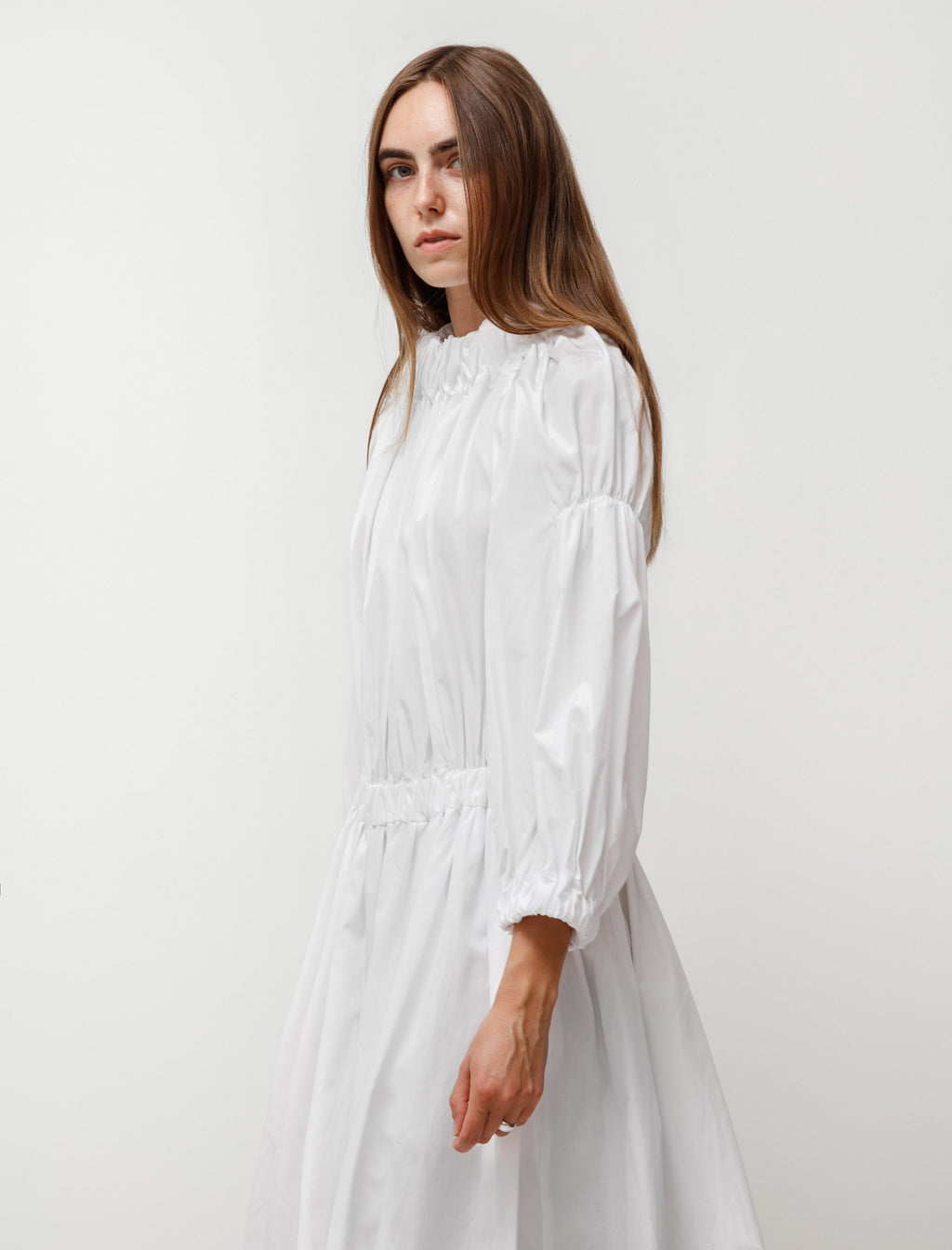 Comme des Garçons Drop Waist Ruched Dress - White