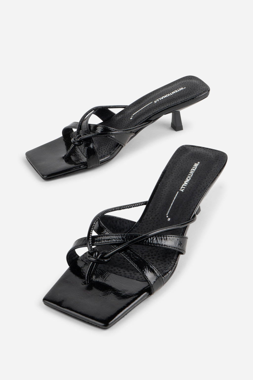 "INTENTIONALLY __________." ELI Kitten Heel Thong Sandal - Chestnut/Black/Pistachio