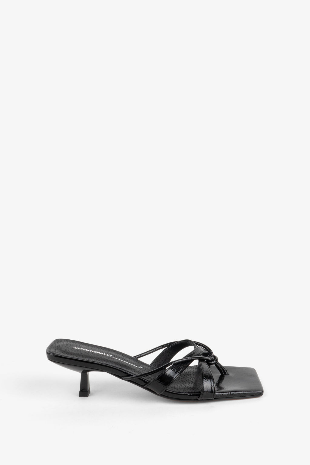 "INTENTIONALLY __________." ELI Kitten Heel Thong Sandal - Chestnut/Black/Pistachio