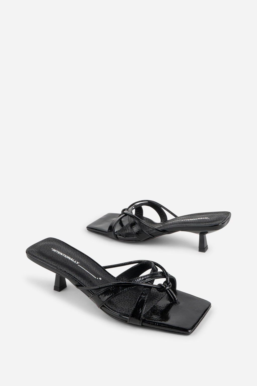 "INTENTIONALLY __________." ELI Kitten Heel Thong Sandal - Chestnut/Black/Pistachio