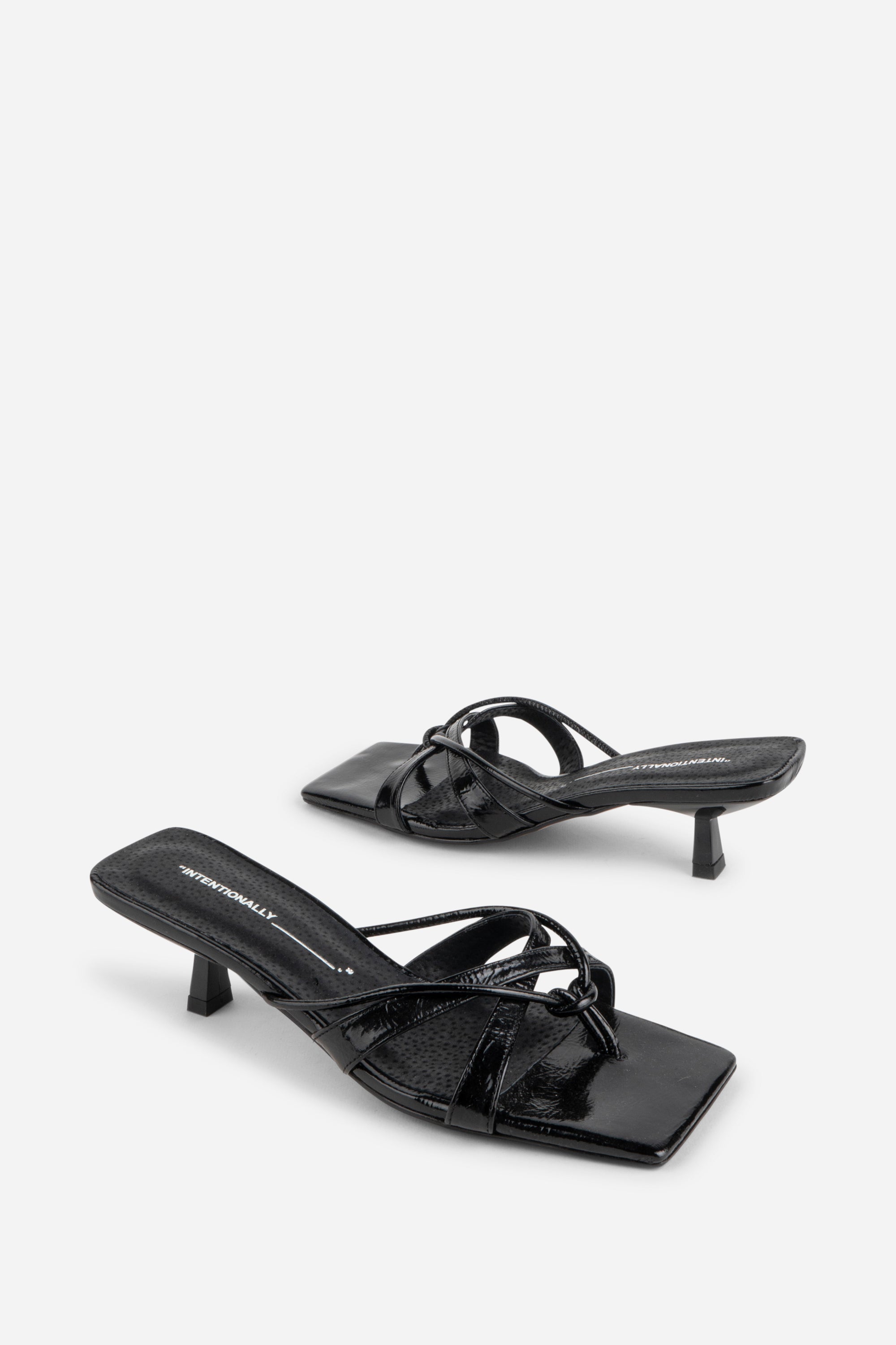 "INTENTIONALLY __________." ELI Kitten Heel Thong Sandal - Chestnut/Black/Pistachio