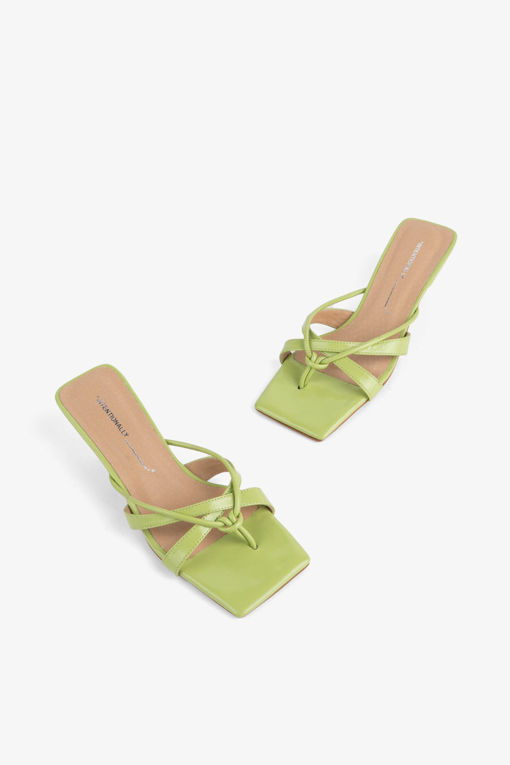 "INTENTIONALLY __________." ELI Kitten Heel Thong Sandal - Chestnut/Black/Pistachio