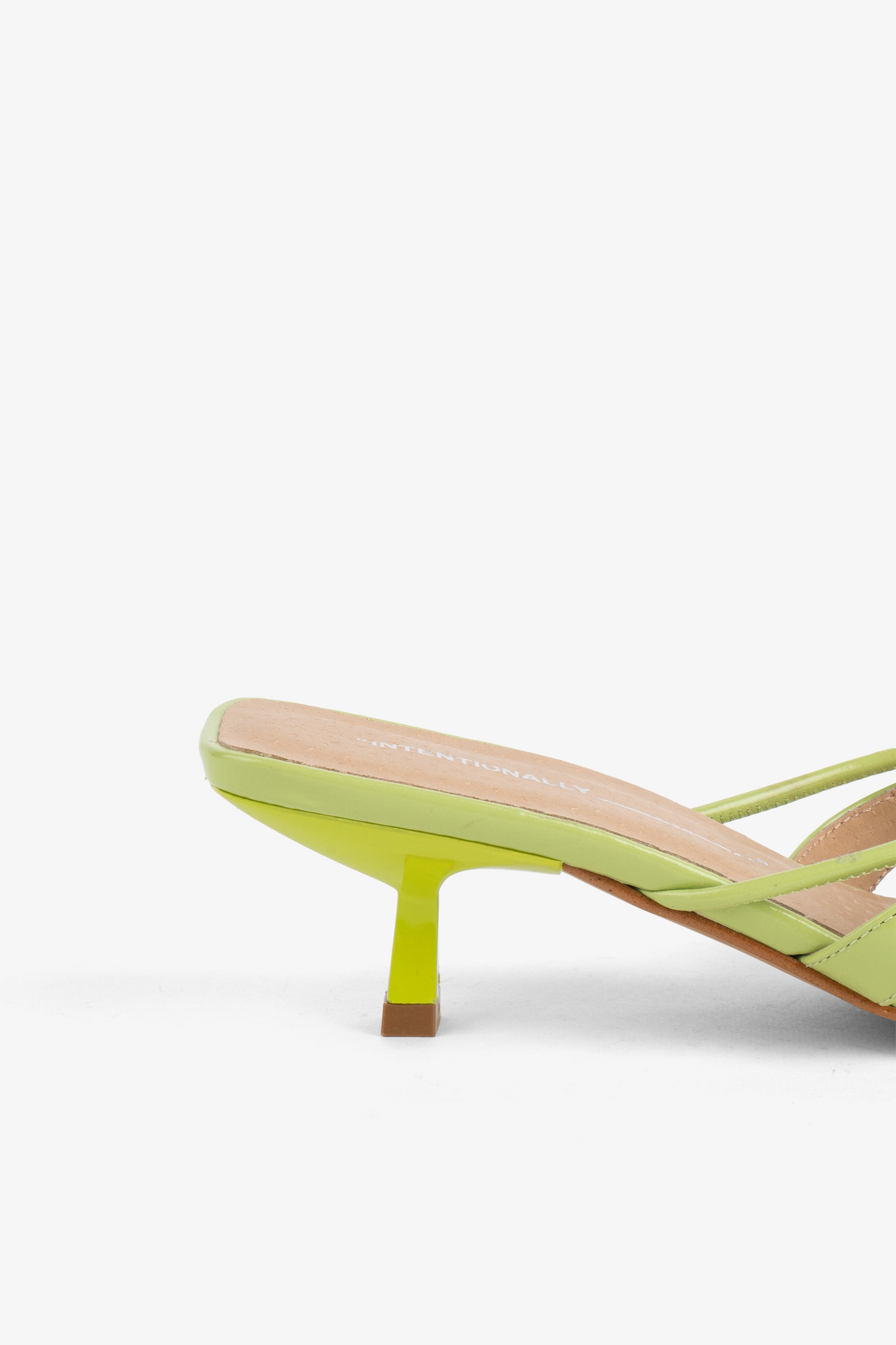 "INTENTIONALLY __________." ELI Kitten Heel Thong Sandal - Chestnut/Black/Pistachio