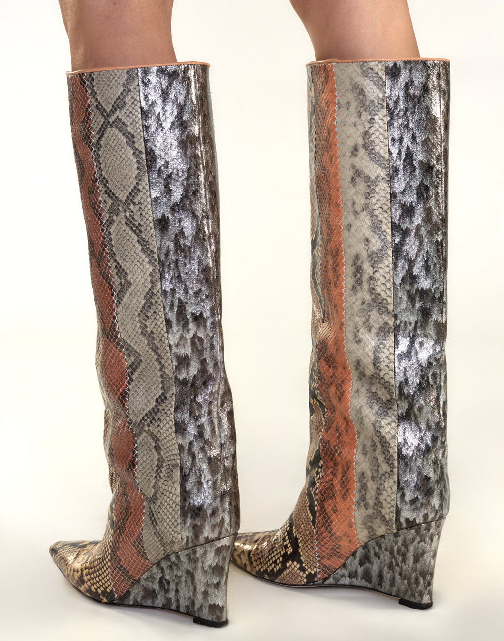 Cynthia Rowley Embossed Leather Wedge Boot