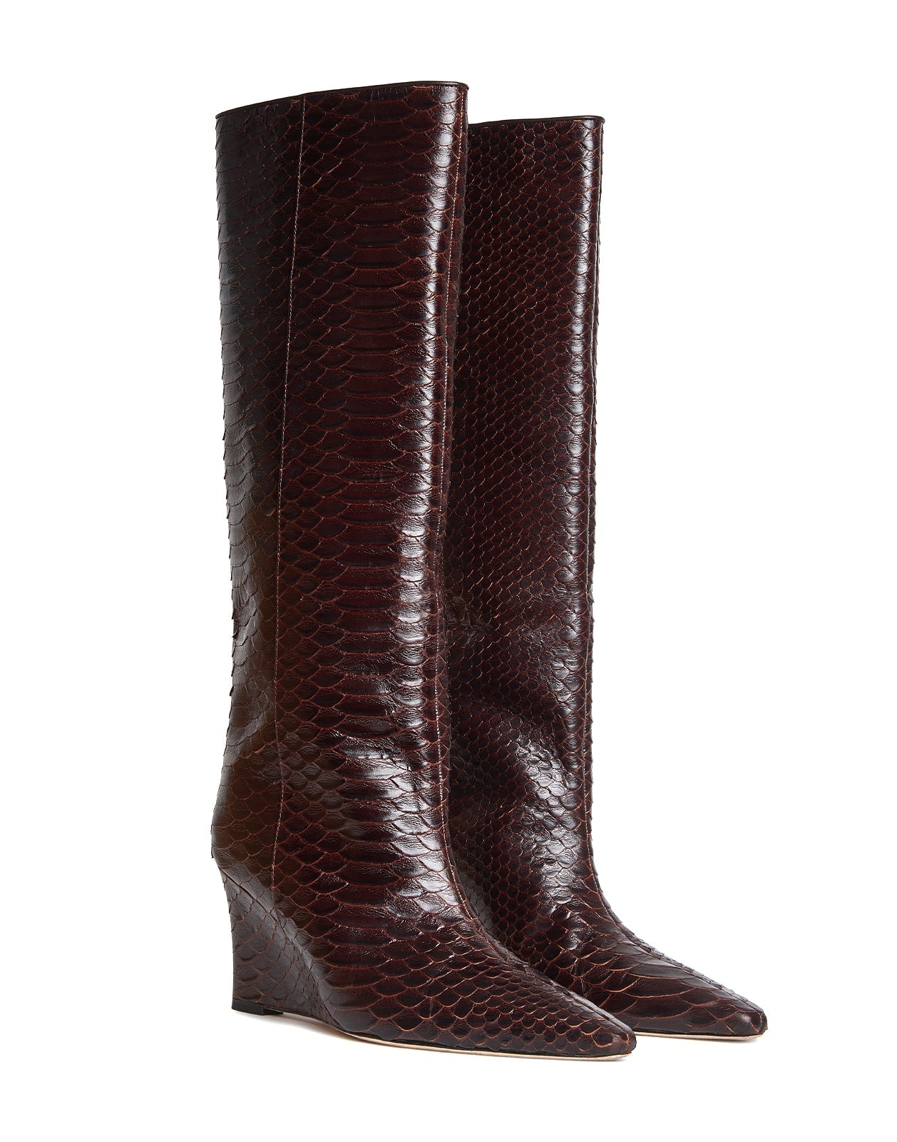 Cynthia Rowley Embossed Leather Wedge Boot - Brown