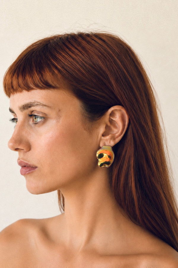 JULIE THÉVENOT Enigma Orange Sunset Glass Earrings