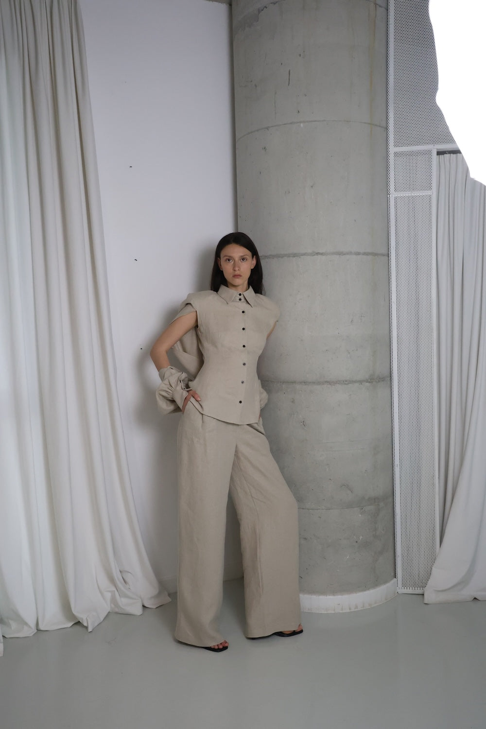 MAET Etem Linen Shirt - Beige