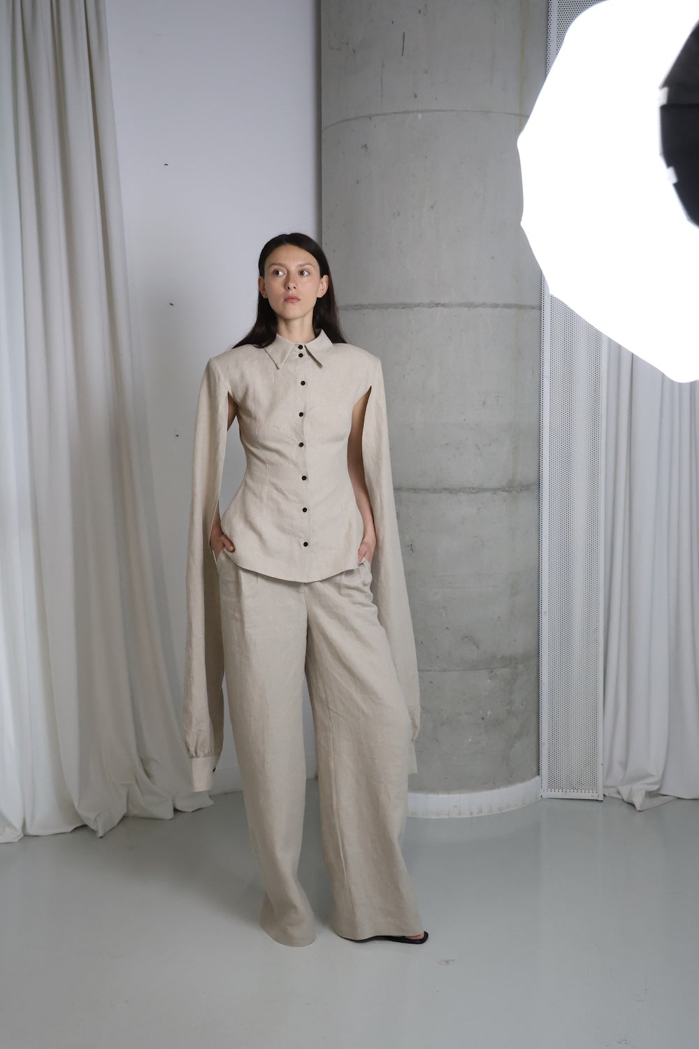 MAET Etem Linen Shirt - Beige