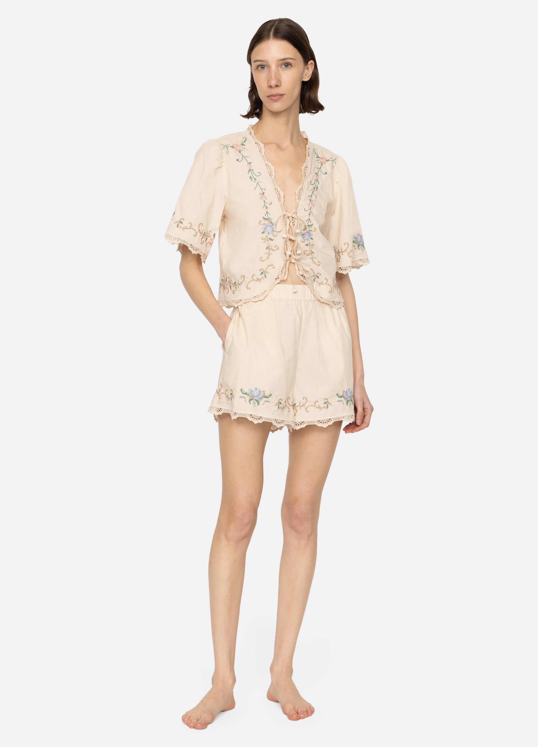 Sea NY Edwina PJ Short Set - Cream