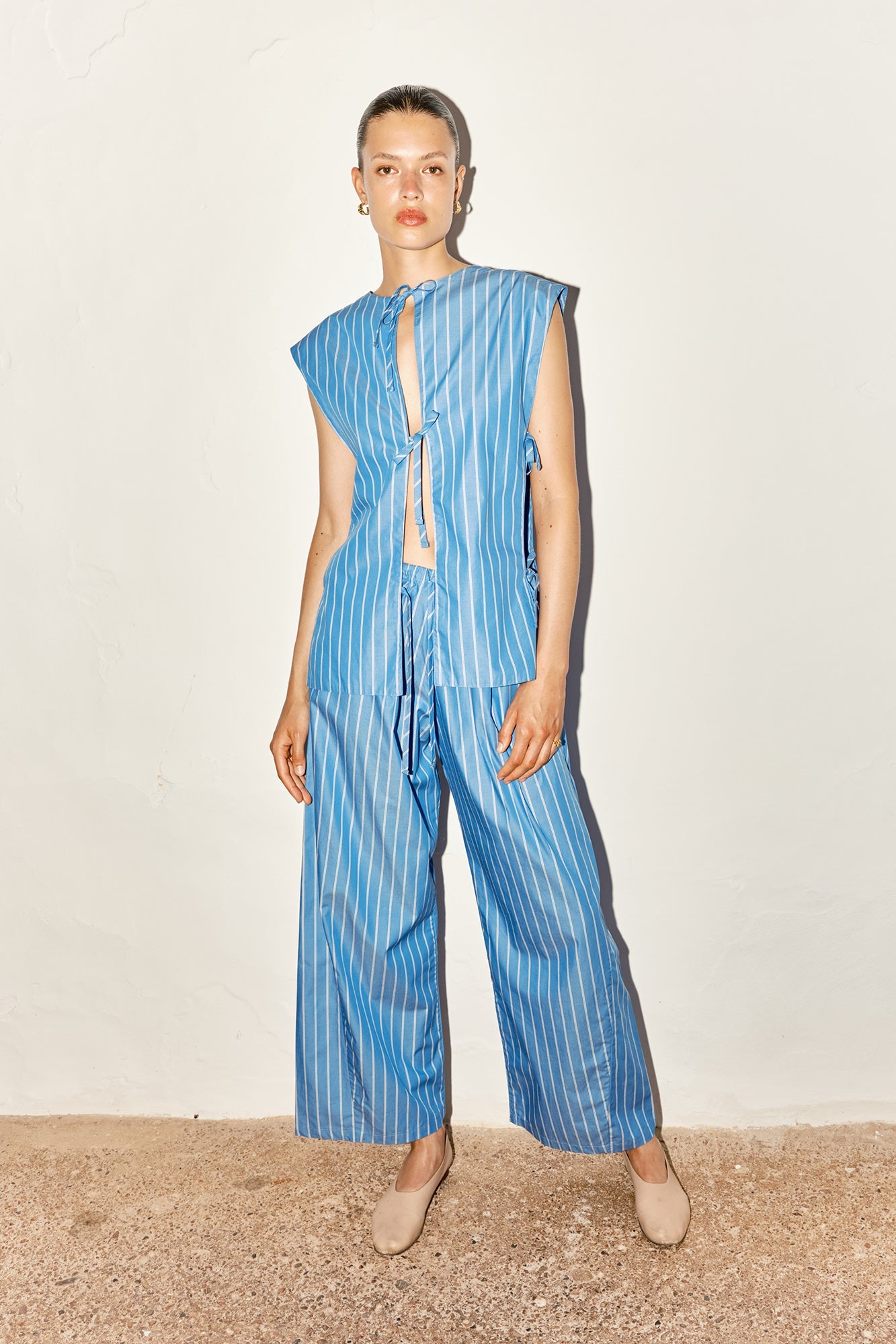 Datura Striped Judo Pants - Egyptian Blue