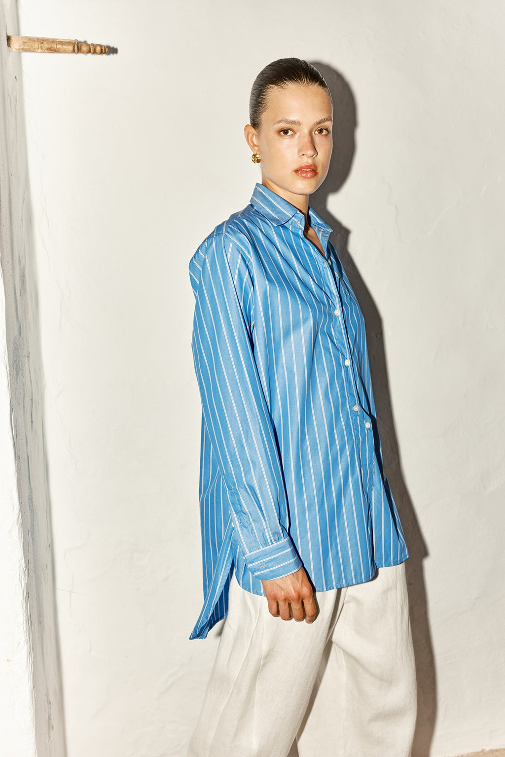 Datura Paul Shirt - Egyptian Blue Stripe