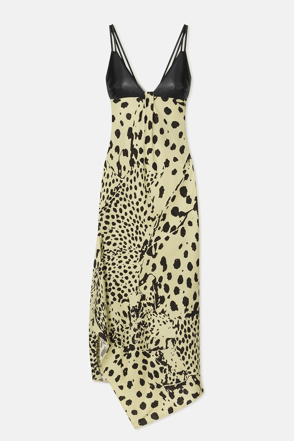 Nanushka Eleni Georgette and Alt-Leather Dress - Cheetah Black