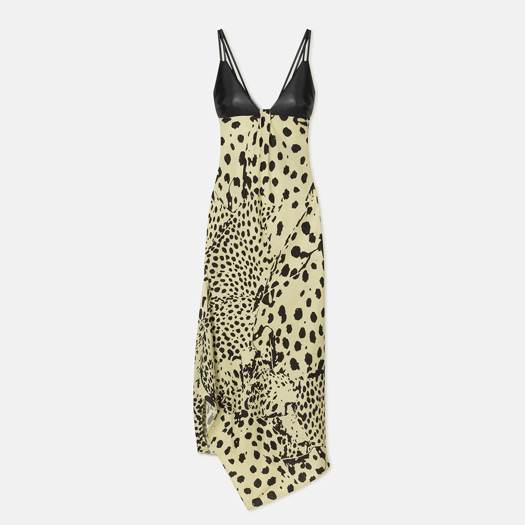 Nanushka Eleni Georgette and Alt-Leather Dress - Cheetah Black
