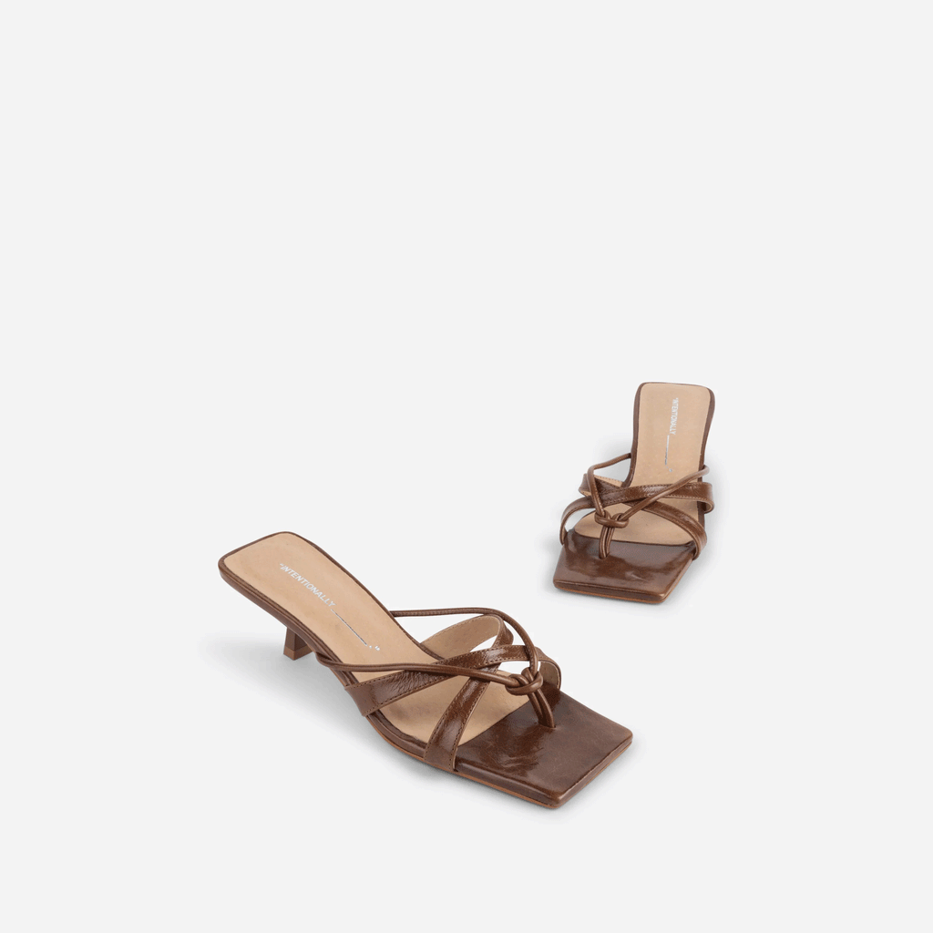 "INTENTIONALLY __________." Eli Heeled Sandal - Chestnut