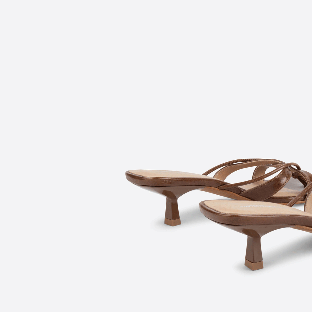 "INTENTIONALLY __________." Eli Heeled Sandal - Chestnut