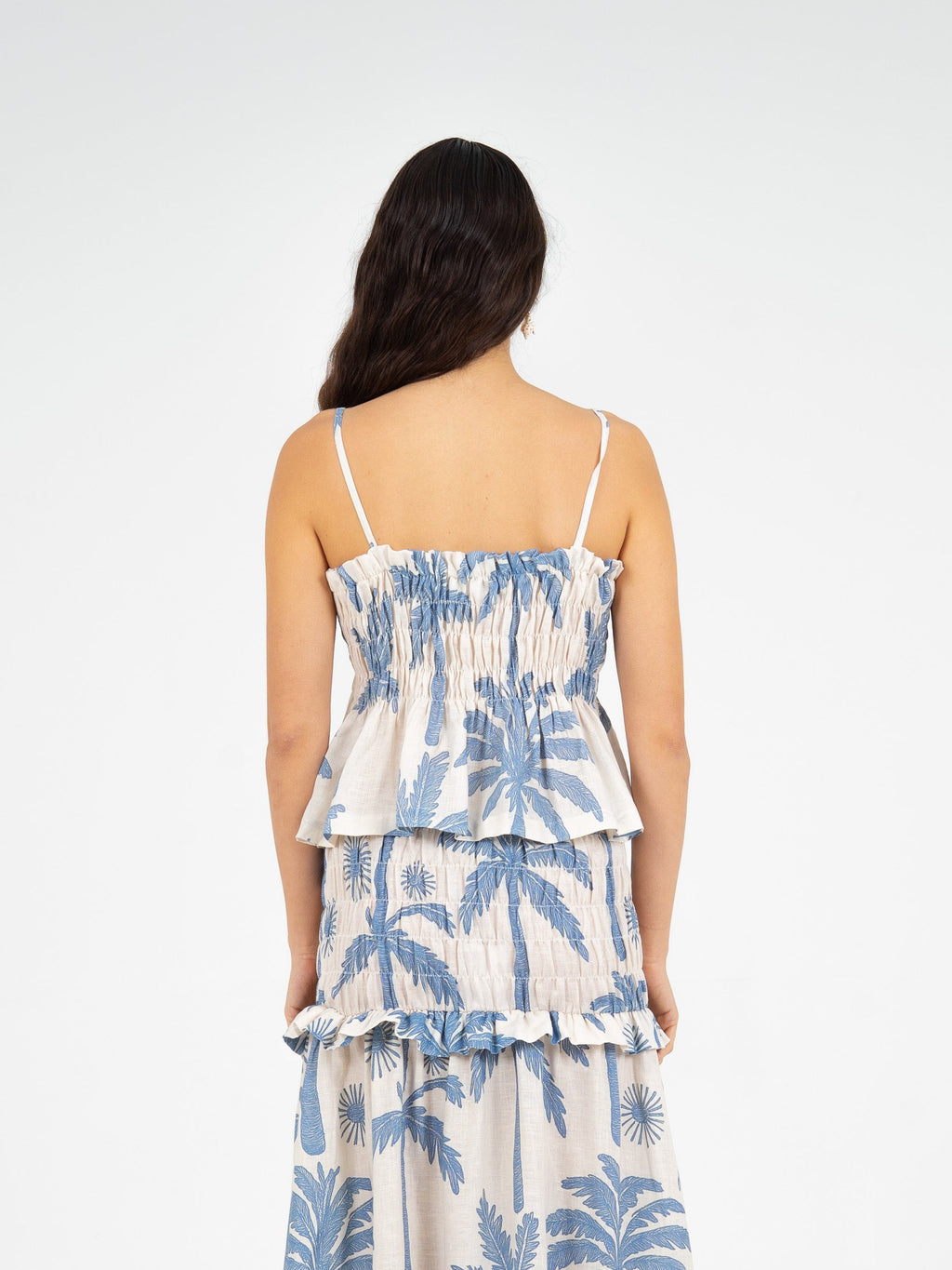 Carmensays Elios Palm-Printed Smocked Top