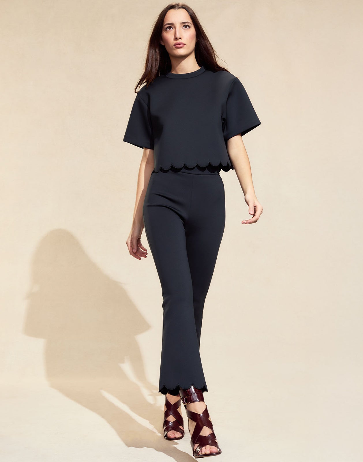 Cynthia Rowley Ella Bonded Scallop Pant - Black