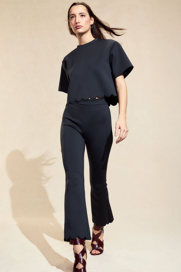 Cynthia Rowley Ella Bonded Scallop Pant - Black