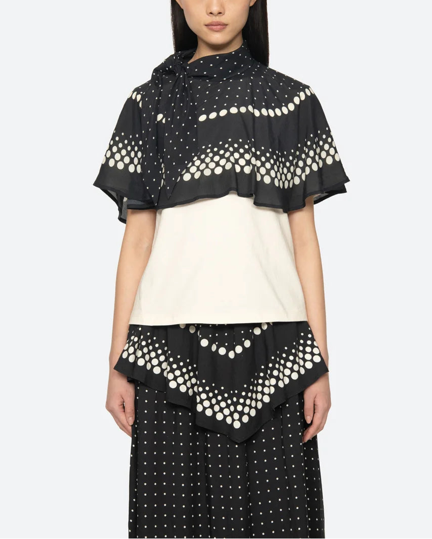 Sea NY Elly Polka Print Cape T-Shirt - Cream