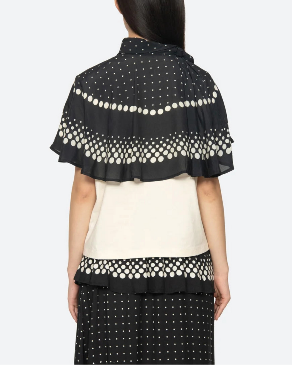 Sea NY Elly Polka Print Cape T-Shirt - Cream