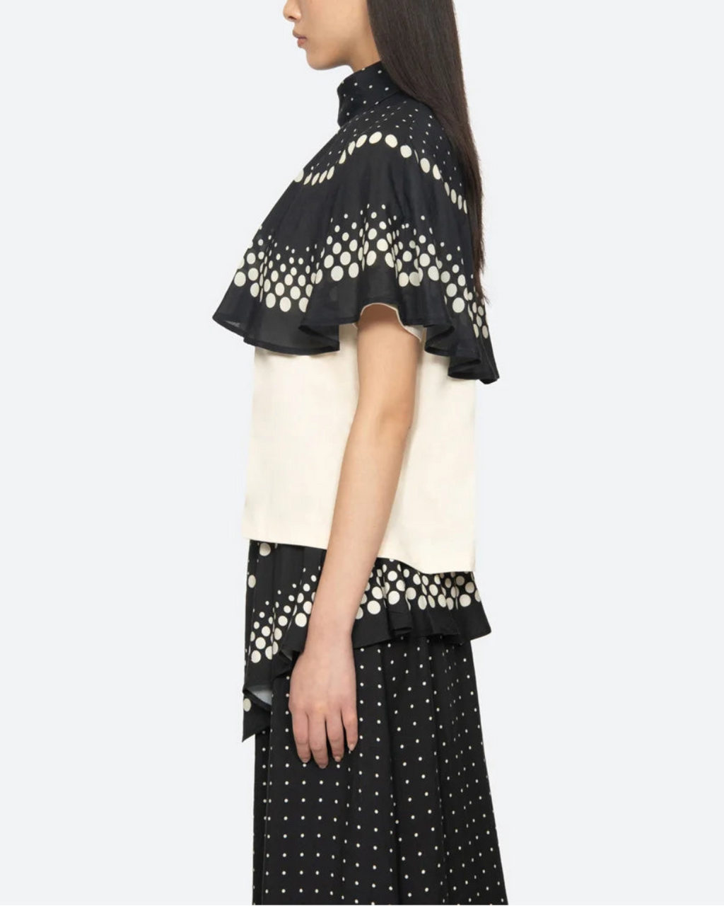 Sea NY Elly Polka Print Cape T-Shirt - Cream