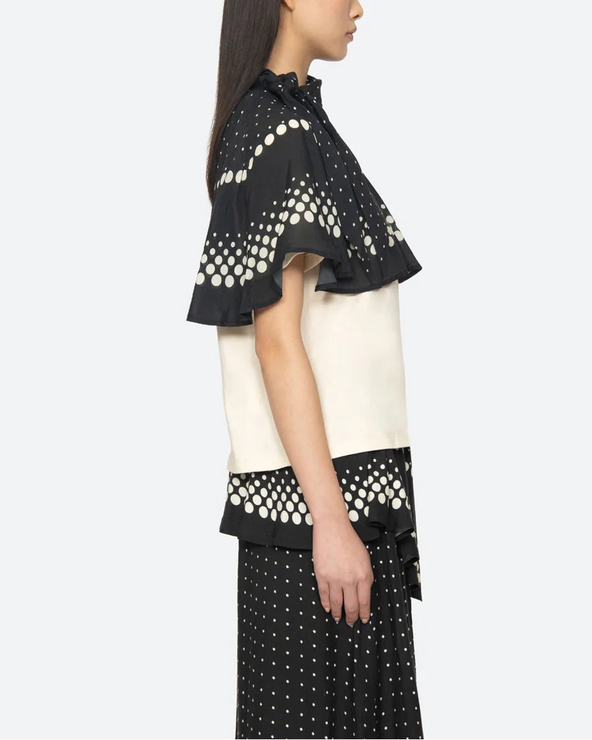 Sea NY Elly Polka Print Cape T-Shirt - Cream