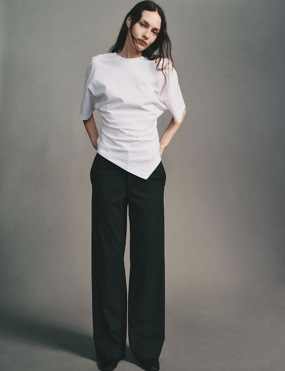 Enza Costa Supima Structured Jersey Asymmetrical Tee