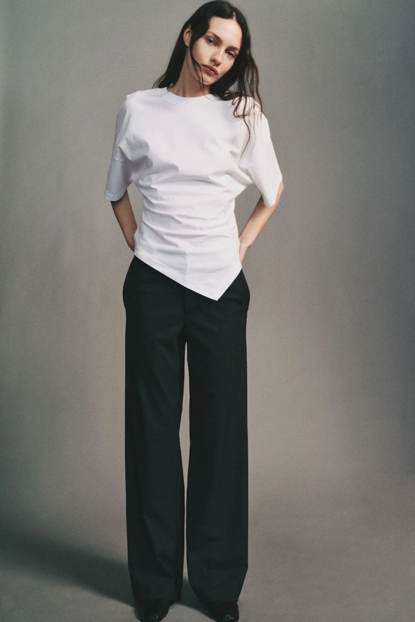 Enza Costa Supima Structured Jersey Asymmetrical Tee