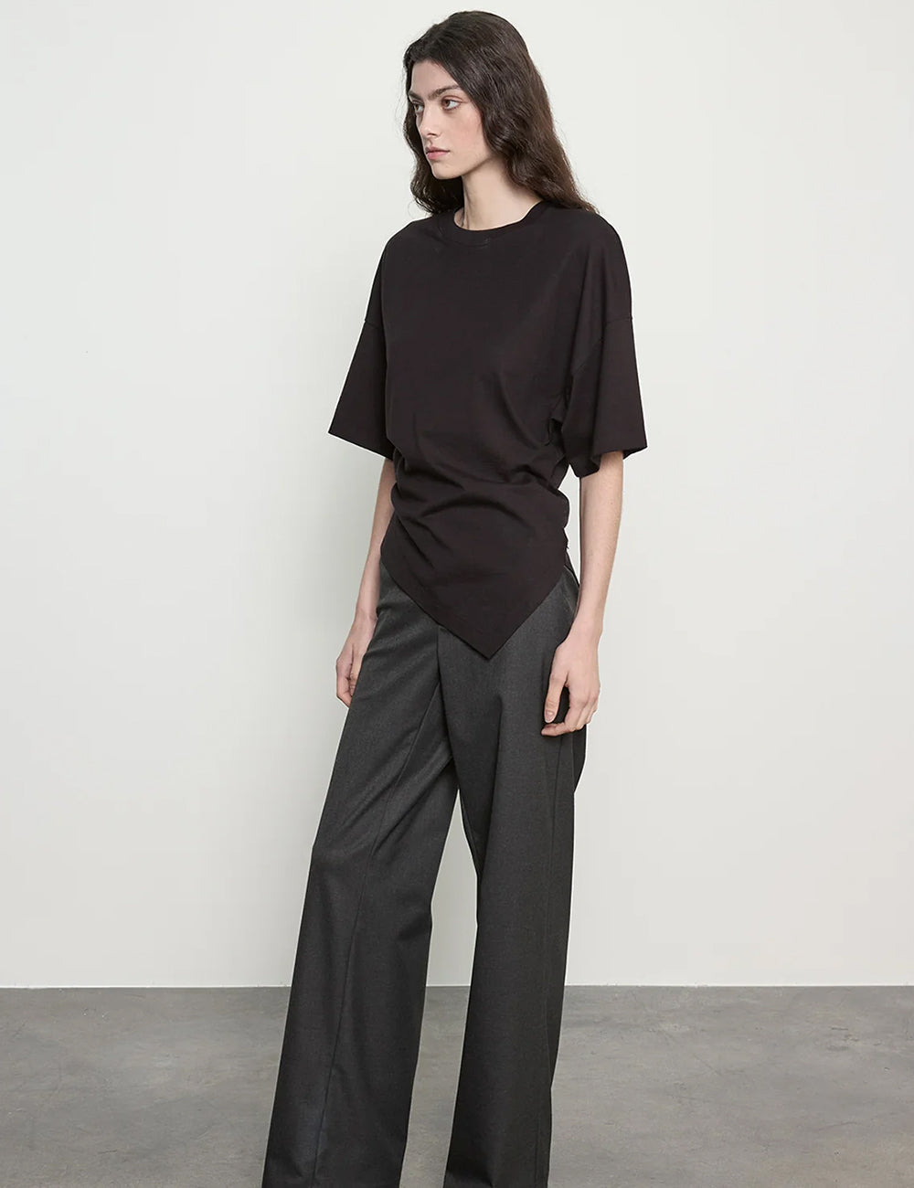 Enza Costa Supima Structured Jersey Asymmetrical Tee