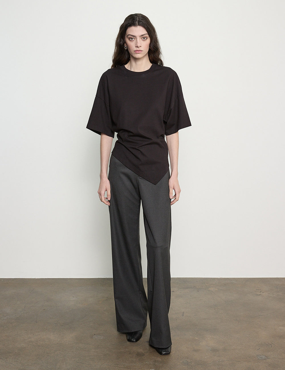 Enza Costa Supima Structured Jersey Asymmetrical Tee