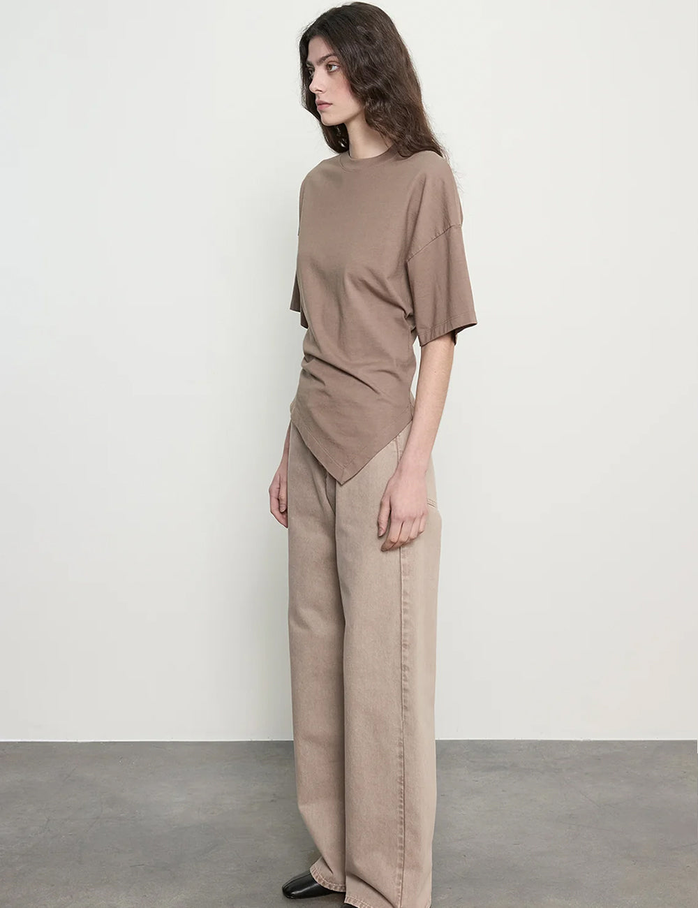 Enza Costa Supima Structured Jersey Asymmetrical Tee