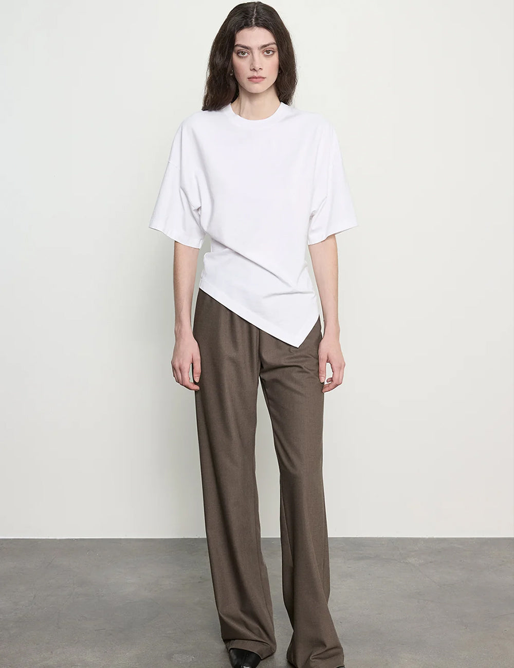 Enza Costa Supima Structured Jersey Asymmetrical Tee