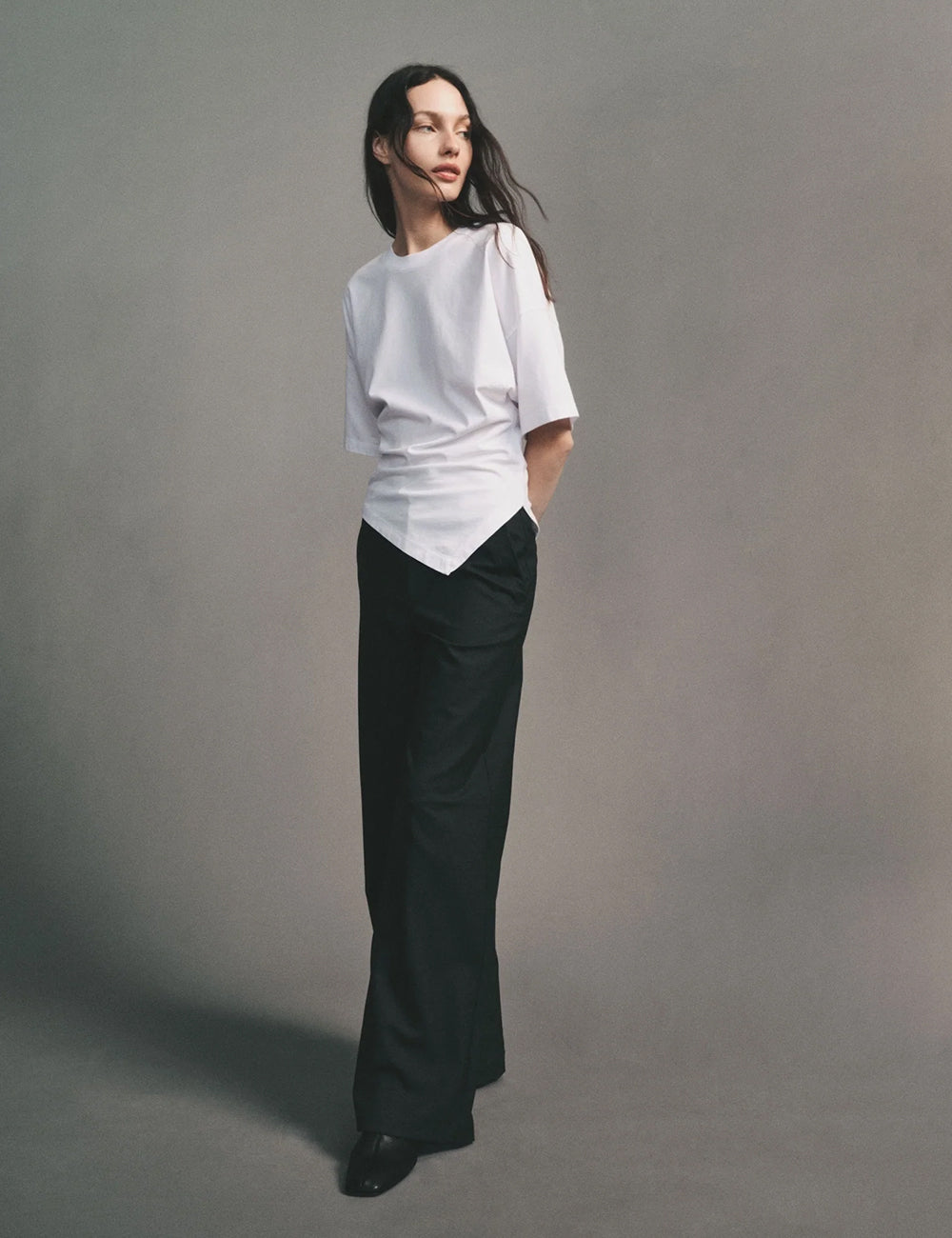 Enza Costa Supima Structured Jersey Asymmetrical Tee