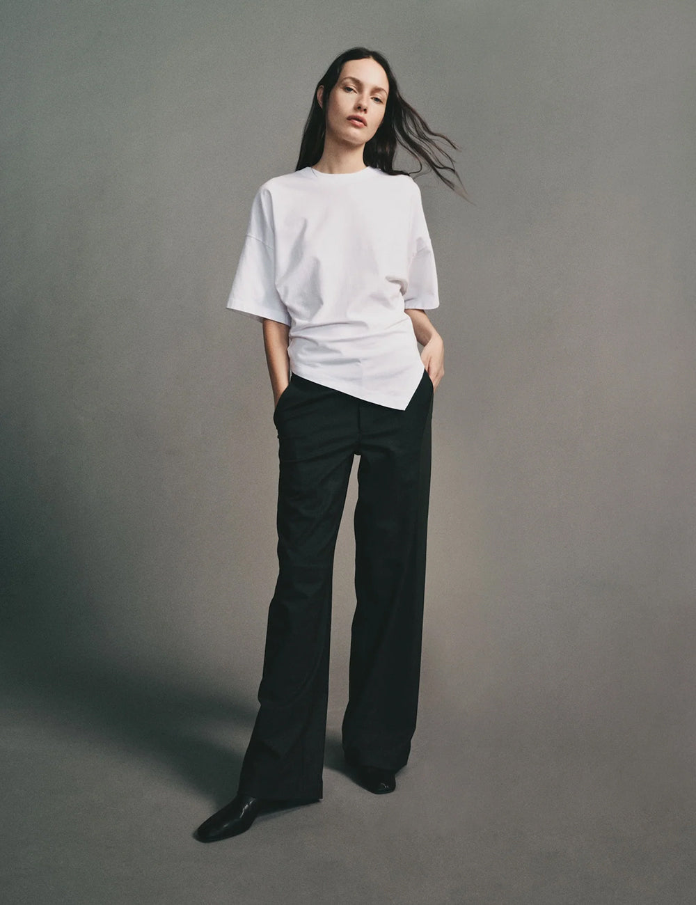 Enza Costa Supima Structured Jersey Asymmetrical Tee