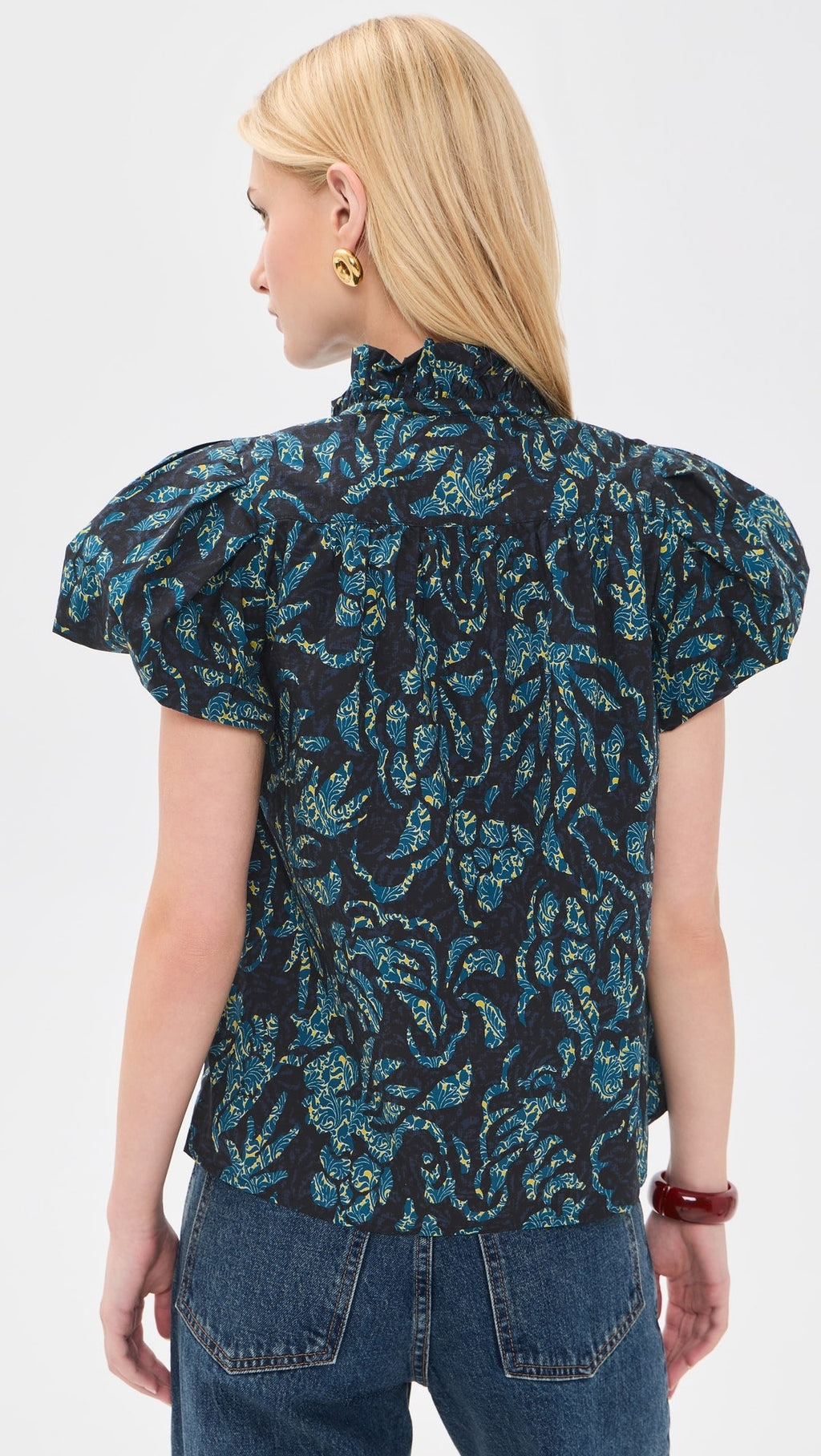 Ulla Johnson Estela Short Sleeve Cotton Top - Midnight