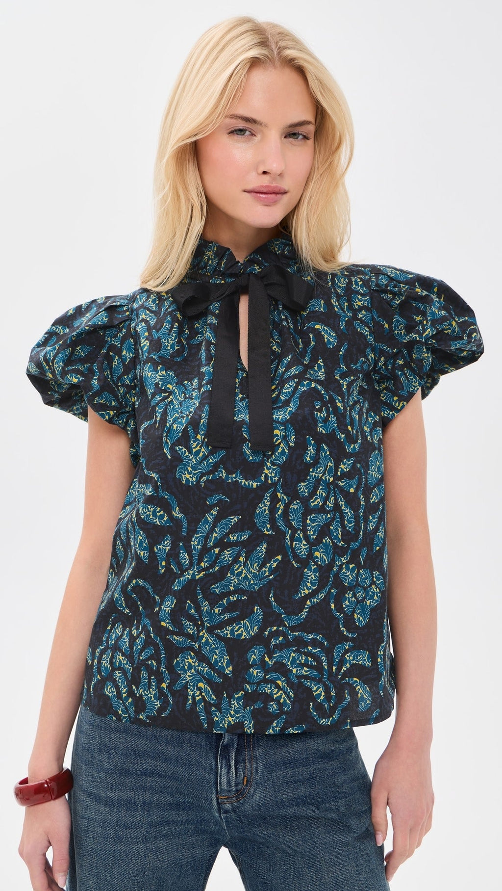 Ulla Johnson Estela Short Sleeve Cotton Top - Midnight