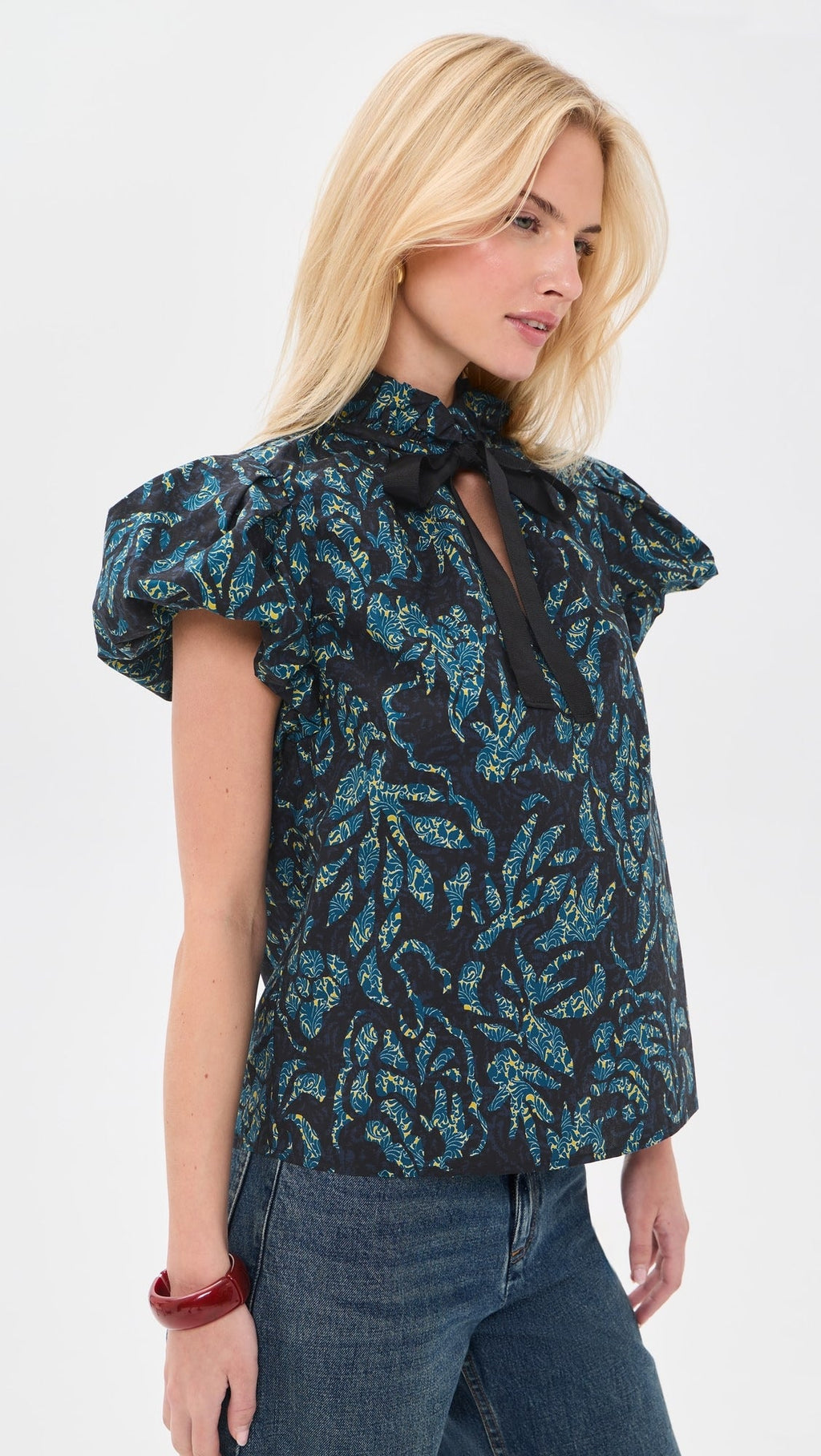 Ulla Johnson Estela Short Sleeve Cotton Top - Midnight