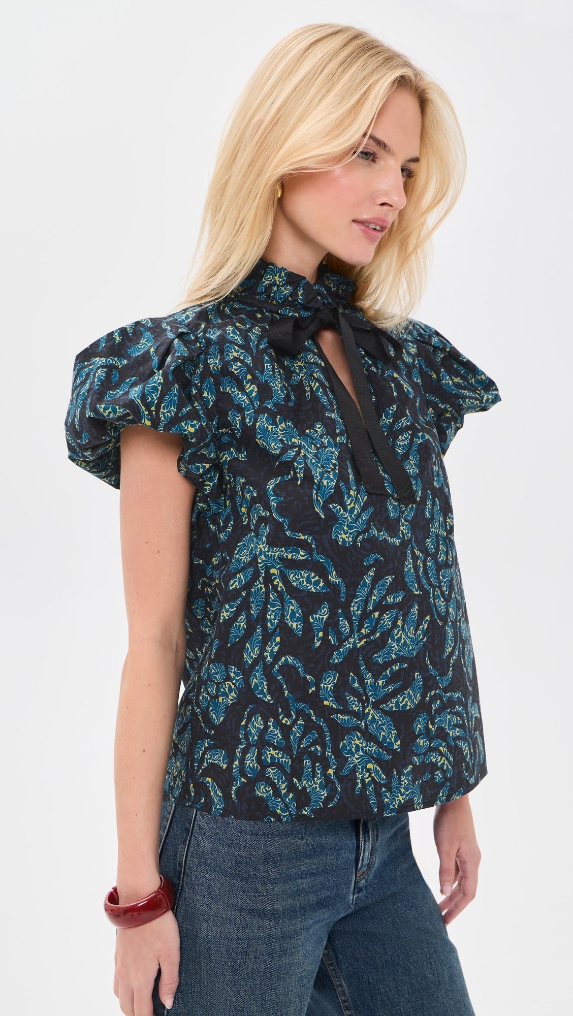 Ulla Johnson Estela Short Sleeve Cotton Top - Midnight