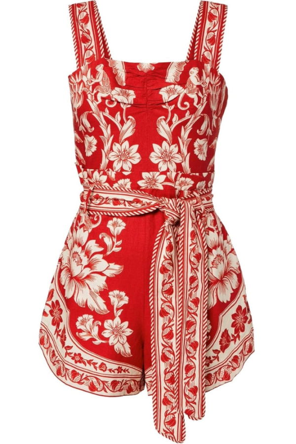 Farm Rio Guanacaste Belted Romper - Red